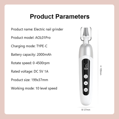 Adjustable Nail Clippers Grooming Kit 2000mAh Battery Capacity 5 Level Speeds for Adults